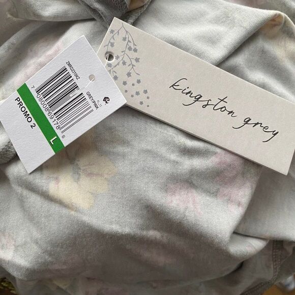 Kingston Grey Floral Mini Dress Short Sleeve SZ L NWT - Picture 11 of 14